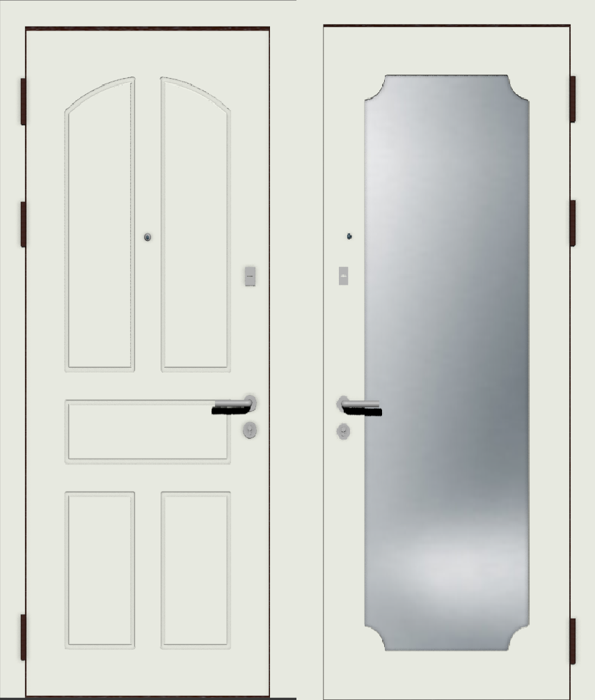 Металлическая дверь с отделкой МДФ Эмаль с большим зеркалом